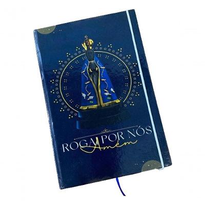 Caderno Sketchbook Grande Capa Religião Nossa Sra Rogai Por Nós 21x14cm Miolo Sem Pauta Para Desenhar