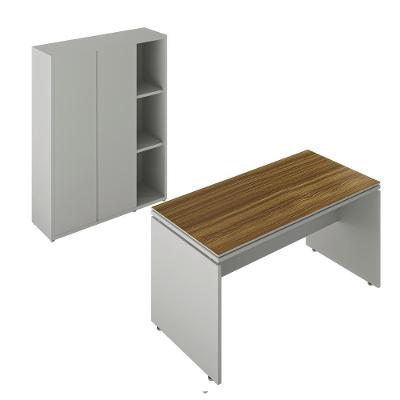Conjunto De Escritório Office 2 Peças Mesa Armário Alto Oslo Fendi E Freijó