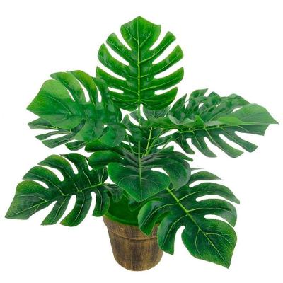 Kit 6 Ramos Costela De Adão Decorativo Artificial Plástico Verde 9 Folhas Cada 32cm