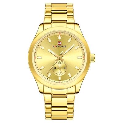 Relógio Masculino De Quartzo Esportivo Com Cronógrafo Em Aço Inoxidavel Impermeavel Dourado
