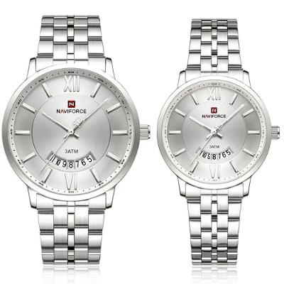 Relogio De Pulso Conjunto Casal Em Aço Inoxidável De Quartzo Design Casual Impermeavel 3atm Branco