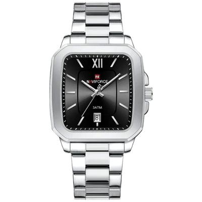 Relógio De Quartzo Masculino Casual Mostrador Quadrado Em Aço Inoxidável Impermavel Preto