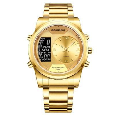Relógio Digital Masculino Casual Esportivo De Quartzo Em Aço Inoxidavel Impermeavel Dourado