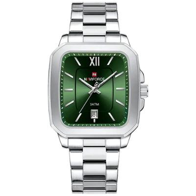 Relógio De Quartzo Masculino Casual Mostrador Quadrado Em Aço Inoxidável Impermavel Verde