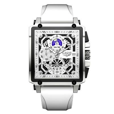 Relógio Quartzo Com Cronógrafo Esportivo Masculino Design Tonneau Impermeável 3atm Branco