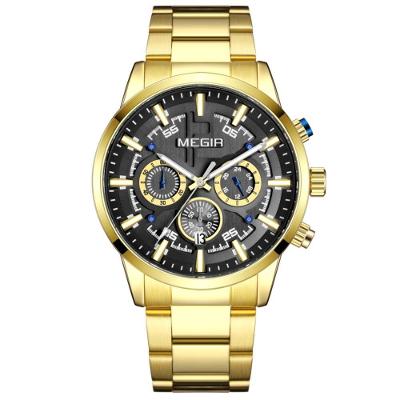 Relógio De Pulso Masculino Com Pulseira De Aço Inoxidáve Com Data Automática Impermeavel 3atm Dourado