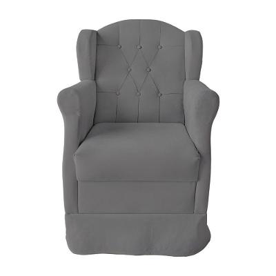 Poltrona Amamentação Balanço Confortável Suede Ariel Cinza