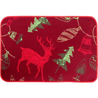 Tapete Capacho Porta Enfeite Rena Vermelho Decoração 39x59cm