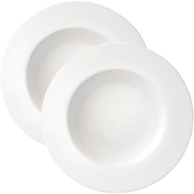 Kit Jogo Prato Fundo Sopa 8 Pessoas 8pçs Aba Larga De 23cm