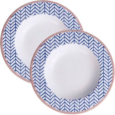 Jogo Prato Fundo Sopa Lanche 6 Pessoas 6pçs Abstratta 23cm