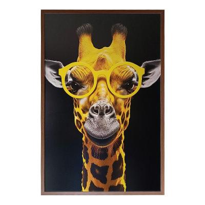 Quadro Decorativo Girafa De óculos Moldura Cx Alta 100x66 Titulo Moldura Madeira
