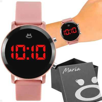Relogio Digital Feminino Led Redondo Aço Inoxidavel Presente Casual Ajustavel Moda Silicone Original