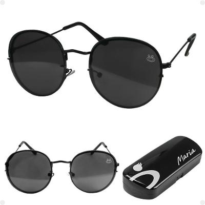 Oculos Sol Feminino Aço Inoxidavel Preto Casual Praia + Case Original Qualidade Premium Presente