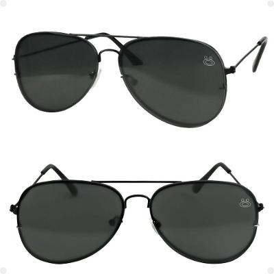 Oculos Sol Feminino Aviator Aço Inoxidavel Preto + Case Lente Preta Presente Moda Masculina Original