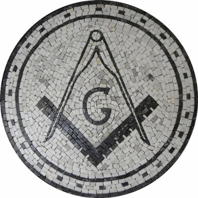 Piso Maçom Em Mosaico Esquadro E Compasso I Tamanho 120cm