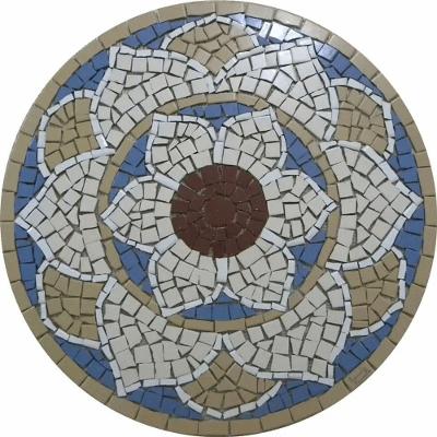 Mandala Indiana Piso Mosaico Lótus Iii Cerâmico Tamanho 130cm