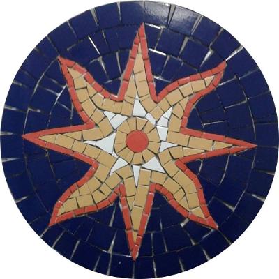Rosone Mosaico Contemporâneo Sol Em Mosaico Ii Cerâmica Tamanho 80cm