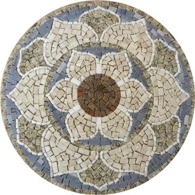 Mandala Indiana Piso Mosaico Lótus Iii Tamanho 120cm