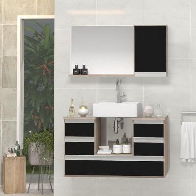 Conjunto Gabinete Polo 80cm Madeirado Preto