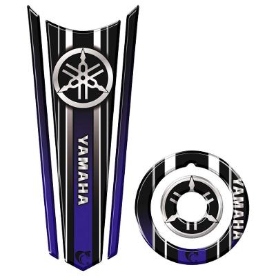 Adesivo Resinado Gravata Tanque E Bocal Moto Yamaha Cor Azul