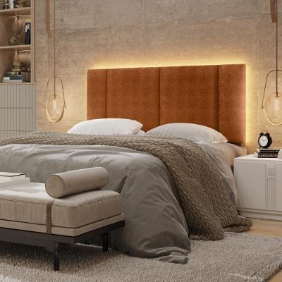 Cabeceira Casal Estofada Com Led - Boucle Teracota Boucle Teracota