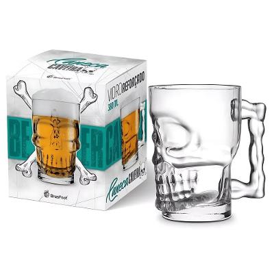 Caneca De Vidro Caveira 380ml- Brasfoot