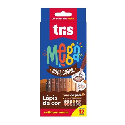 Lápis De Cor Mega Soft Color C- 12 Cores Tons De Pele - Tris