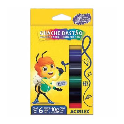 Tinta Guache Em Bastão 6 Cores - Acrilex