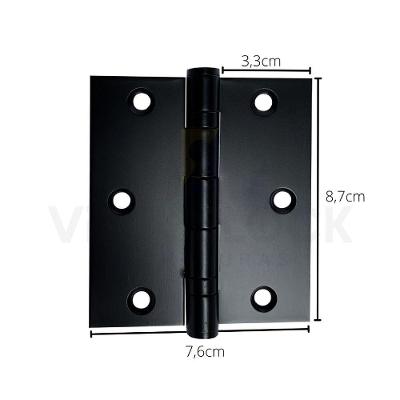 Kit 3 Dobradiças Pretas C-reto Inox Com Rolamento 3 ½ X 3
