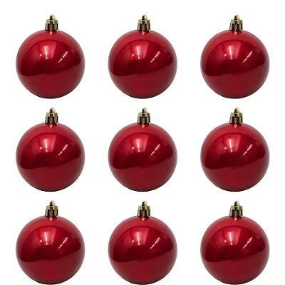 Bolinha De Natal Lisa Perolada C- 9 Peças 6cm- Vermelho- Chibrali Vermelho