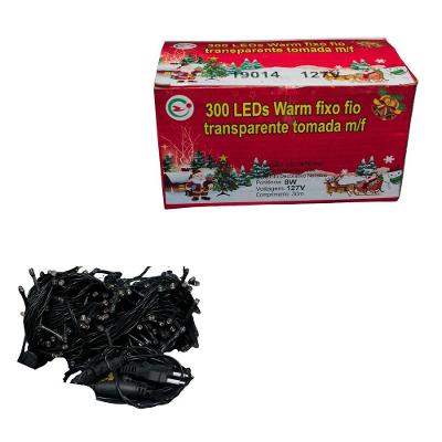 Cordão De Natal 300 Leds Warm Fixo - Chibrali Led Amarelo C- Fio Verde
