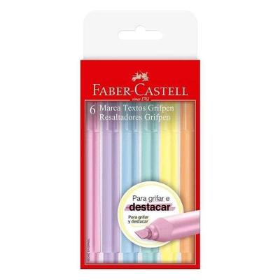 Caneta Marca Texto Pastel Estojo 6 Cores Grifpen Faber Castell