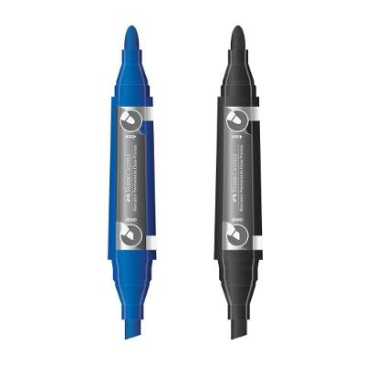 Kit 2 Pincel Marcador Permanente Duas Pontas Faber-castell Azul E Preto