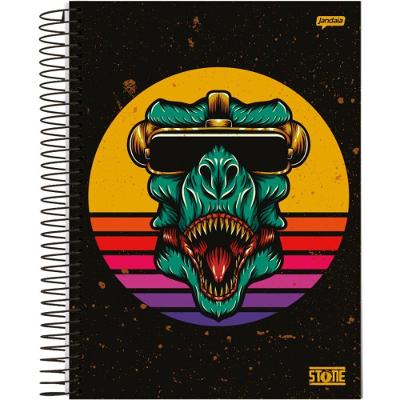 Caderno Espiral Universitário Capa Dura 1 Matéria 80fls Stone Jandaia Dinossauro 2