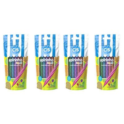 Kit 4 Blister Caneta Esferográfica Mini Cis Spirinho Scents Com Cheirinho Com 5 Cores