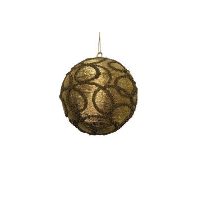 Conjunto Com 03 Bolas Douradas Arabesco 10cm Ht9238 - Linha Christmas Premium