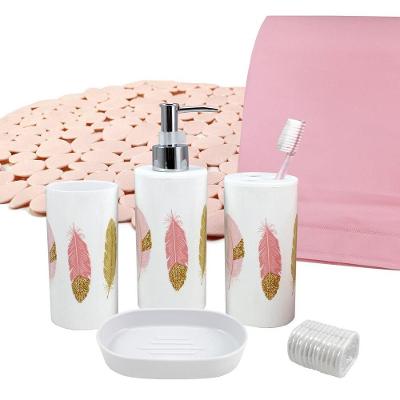 Kit Banheiro Com 7 Peças Jacki Design Rosa
