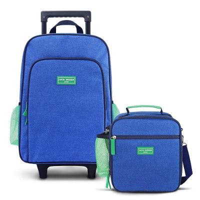 Conjunto De Mochila Com Rodinhas Junior E Lancheira Térmica C/ 2 Compartimentos Azul