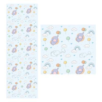 Papel De Parede Adesivo Elefante Azul 1,5 Metros O Rolo Np377