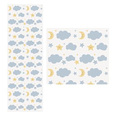 Papel De Parede Adesivo Nuvem Azul 1,5 Metros O Rolo Np366