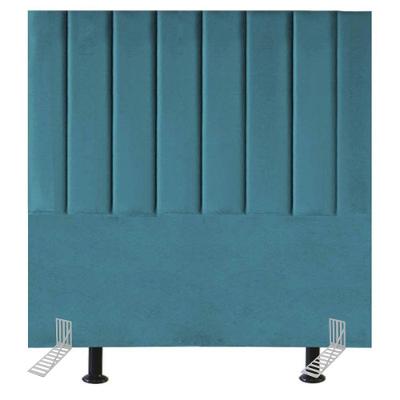 Cabeceira Estofada Cama Solteiro 90 Cm Sara Suede E Frame Cor:azul Turquesa