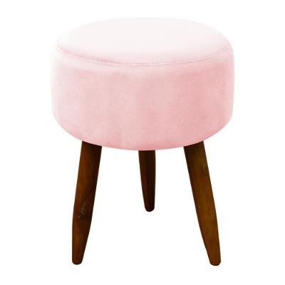 Puff Decorativo Redondo Pé Palito Herrero Rosa Bebe