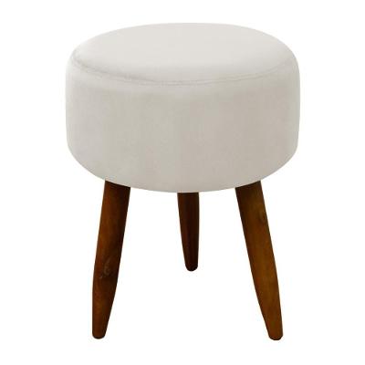 Puff Decorativo Redondo Pé Palito Herrero Nude Areia