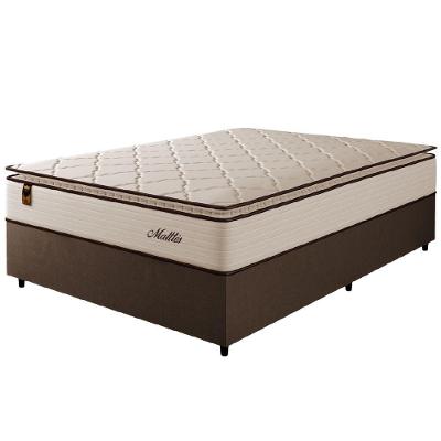 Cama Box Casal King Colchão Molas Ensacadas Com Pillow Malttês 193x203x66cm Suede Cáqui Hellen Bege