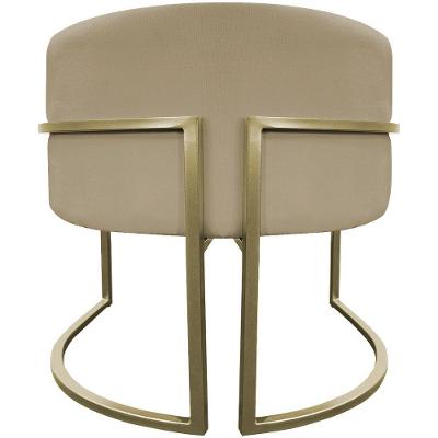 Kit 2 Poltronas Decorativa Recepção Luna Suede Cores Base De Ferro Champagne Nude Suede