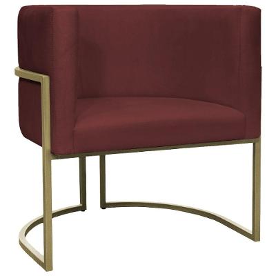Poltrona Decorativa Recepção Luna Suede Base Ferro Champagne Bordô Suede