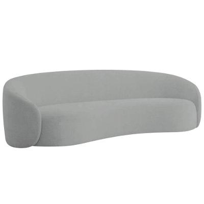 Sofá 3 Lugares 180cm Orgânico Luxo Recepção Amore Bouclé Adj Decor Cinza
