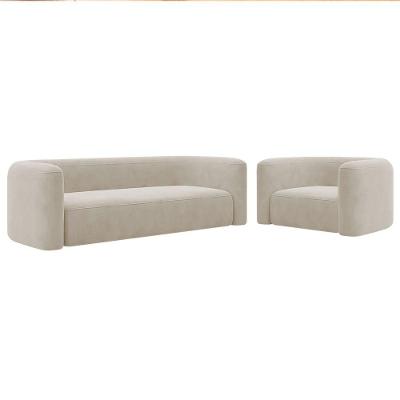 Kit Sofá 3 Lugares 180cm E Poltrona Orgânica Luxo Recepção Melina Linho Adj Decor Cinza