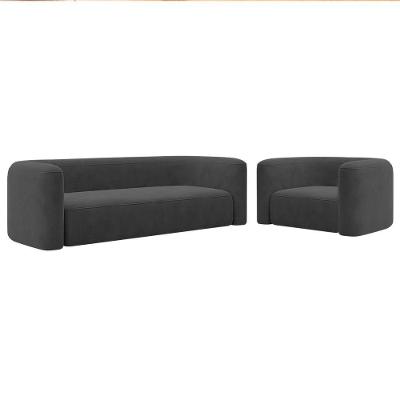Kit Sofá 2 Lugares 160cm E Poltrona Orgânica Luxo Recepção Melina Linho Adj Decor Cinza