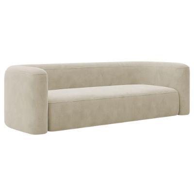 Sofá 3 Lugares 180cm Orgânico Luxo Recepção Melina Linho Adj Decor Cinza